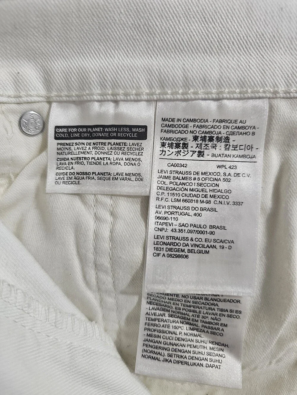 Levi's 541 Athletic Taper White Jeans Mens 34x32 Stretch Denim Pants Red Tab